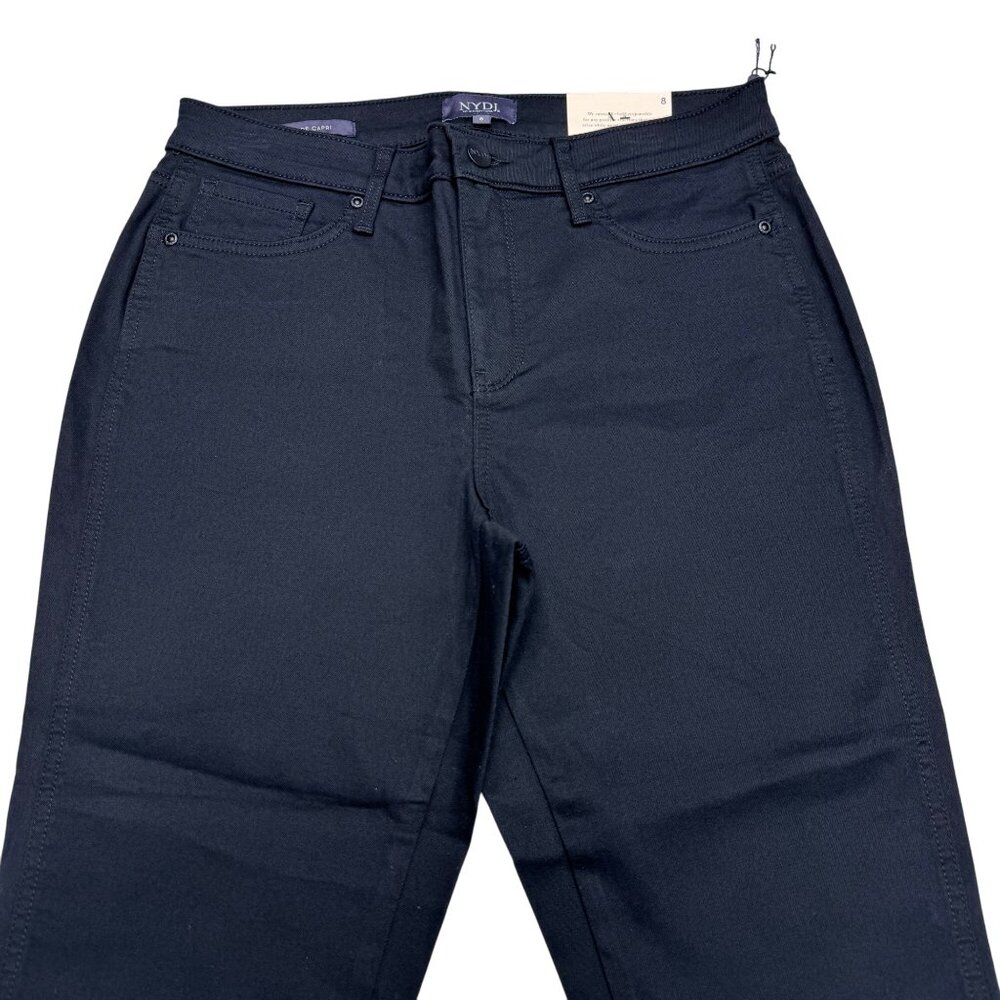 NEW NYDJ Chloe Capri Black Jean Women's Side Slit Denim Pants, Size 8 NWT - Picture 3 of 11